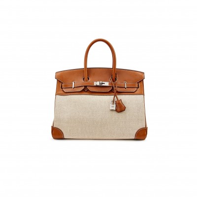 HERMES MASTER BIRKIN 35 CALICO AND GOLDEN BROWN LEATHER BAG 8023220073 (35*24*18cm)